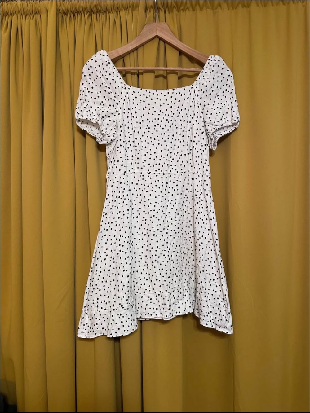 LOFT White Mini Dress with Black Polka Dots